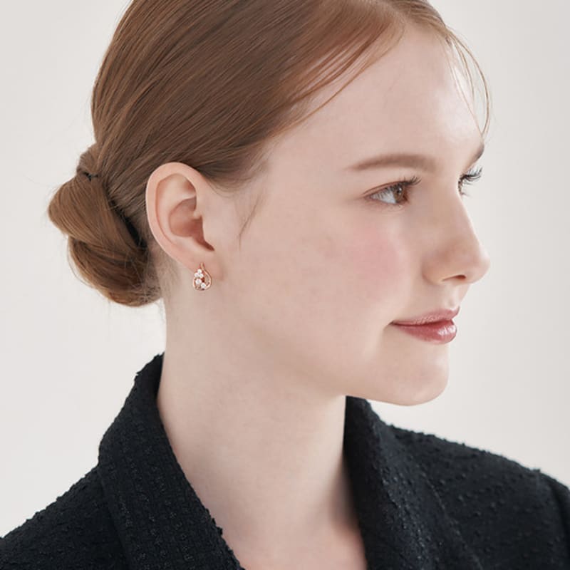 ELLE Jewelry 14K GF Water Drop One-Touch Cubic Zirconia Earrings ELGPEE548