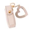 Lipstick Clip Keychain Pendant with Mirror Imitation Leather Lip Gloss Holder Heart-Shaped Pendant Alloy Key Ring