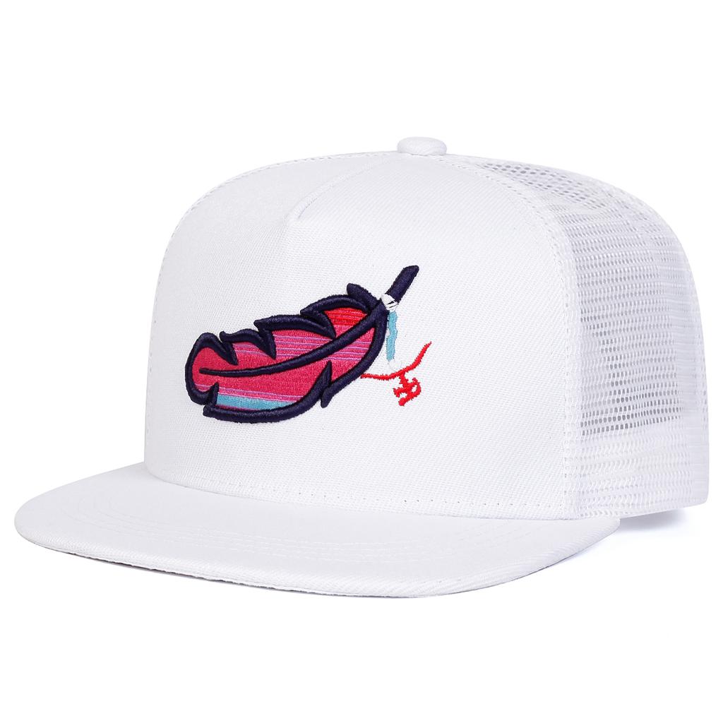 Unisex Colorful Feather Embroidery Hip-hop Net Hats Spring Summer Outdoor Adjustable Casual Baseball Caps Sunscreen Hats