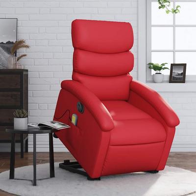 Reclining Electric Red Lift-Up Armchair with Massage