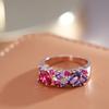 New Vintage Purple Natural Zircon Ring For Women Wide  Rose Gold Rings Ethnic Wedding Jewelry Daily Party Accessories