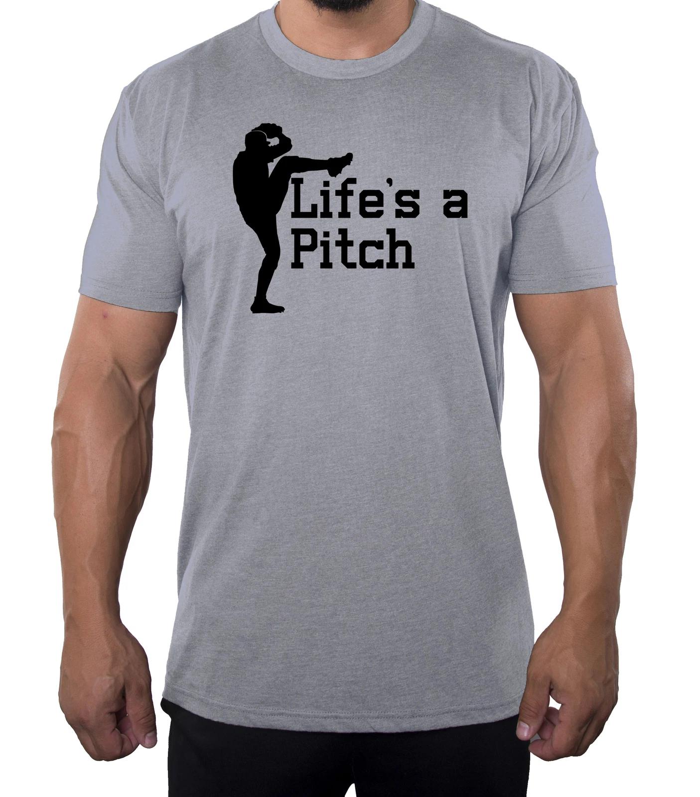 Lifes a Pitch Baseball T-Shirt, Men s Funny Graphic T-Shirts XL