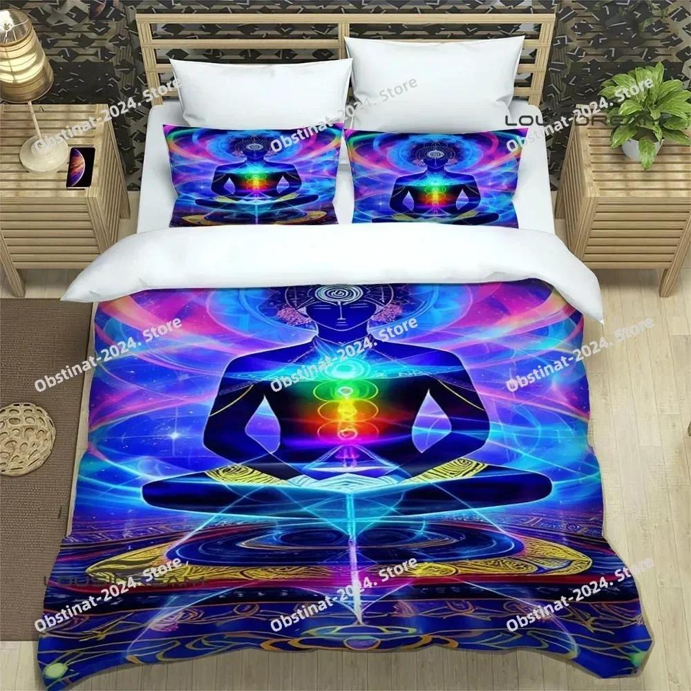 3D Chakra Bedding Set Printed single Comforter Quilt Bed Cover Duvet Cover Pillow Case 3 Pieces Sets Kids Adult Size Linen Sheet