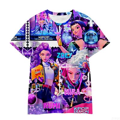 Neuer K-POP: Dämonenjägerin Mädchengruppe Jungengruppe 3D Digitaldruck Grenzüberschreitend Übersee Lässig Locker T-Shirt