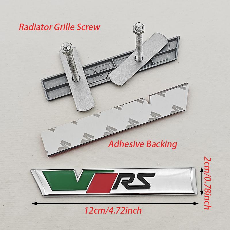 AAAJA1 NEW 3D Metal Car Letters Logo VRS Front Grille Side Fender Trunk Badge Label For Skoda VRS Sticker Emblem Auto Accessories