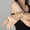 Wind Modetrend Schlosskopf Kleine Taille Halskette Armband Schmuckset Titanstahl 18K Echtgold Nicht Verblassend