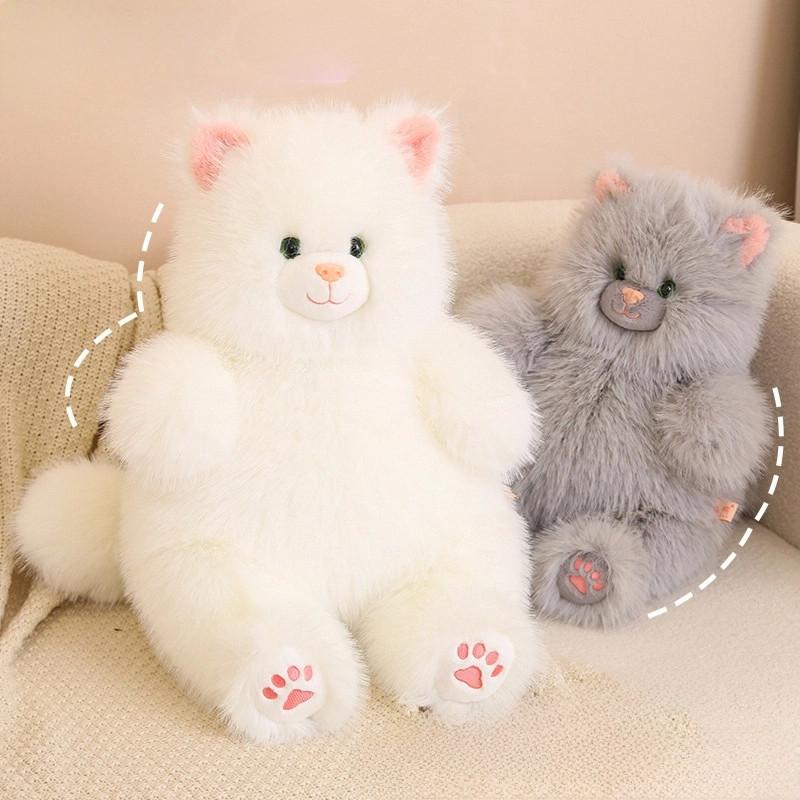 Adorable Long Haired Cat Plush Doll Soft Stuffed Animal Toy For Girls Birthday Gift