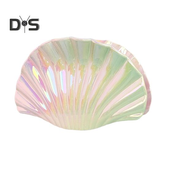 

Заколка для волос с градиентным цветом, полый дизайн, форма ракушки, пластиковый смоляной материал, крепкая ручка, задняя часть, когти для волос циан