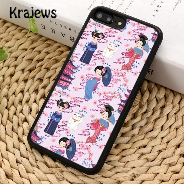 

Чехол для телефона Krajews с милой японской куклой кокеши для iPhone 14 5 SE 6s 7 8 plus X XR XS 11 12 13 pro max Samsung S21 S22ultra Samsung S22ultra