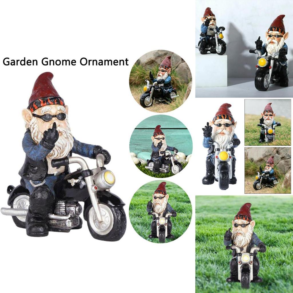 Novelty Garden Gnomes Statues Motorcycle Dwarf  Ornaments Outdoor Decor Naughty