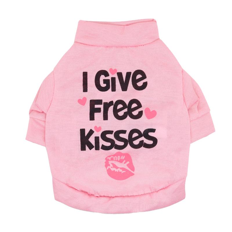 Summer Breathable Cotton Dog T-Shirts Lovely Pink With Funny Words Print Appropriate for Spring Autumn Available in XS XL Sizes