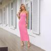 Women's Spring Summer Long Dress Sexy Party Side Slit Strapless Tight Pit Stripe Cocktail & Evening Dresses