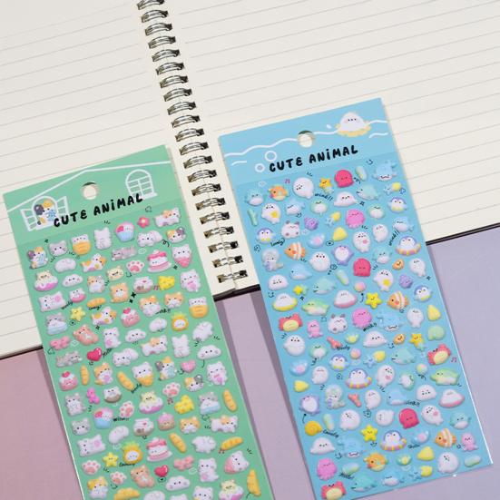 3D Puffy Sticker Niedlicher Hase Katze Tier Aufkleber für Kinder Wasserdichte Schaumstoffaufkleber für Bastelarbeiten Journale und Telefone