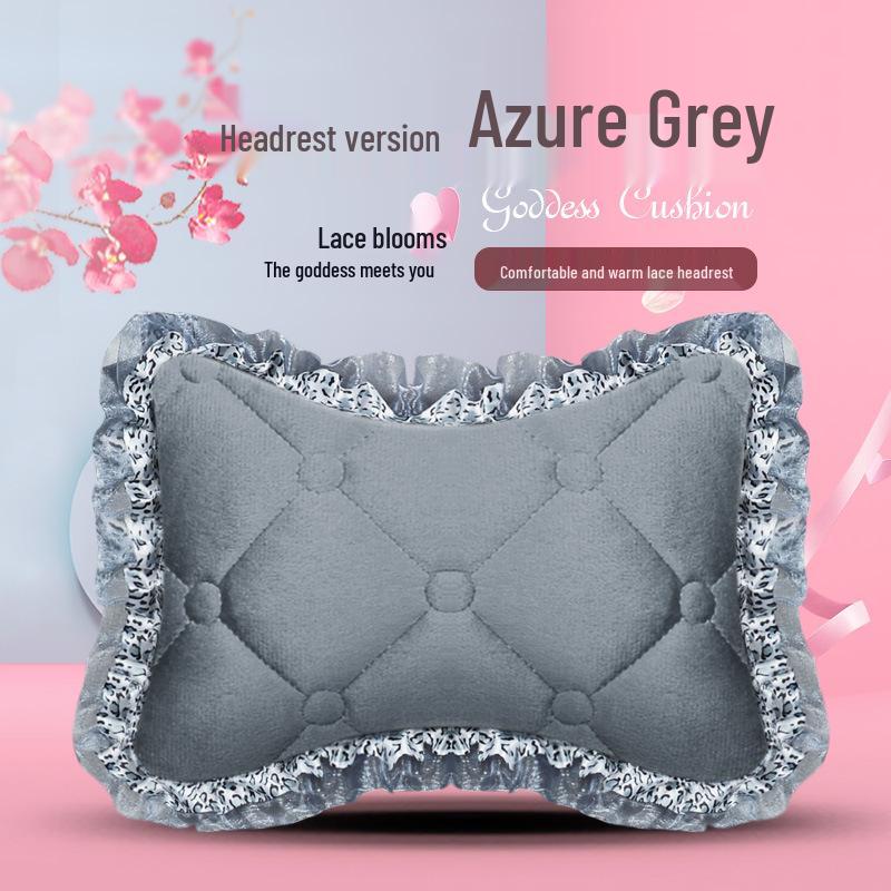 Uniwersalna antypoślizgowa pluszowa poduszka na fotel samochodowy z koronkowym wykończeniem na jesień i zimę