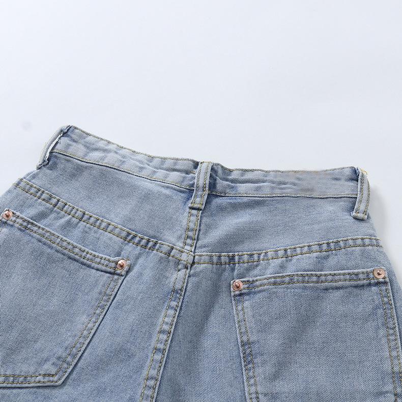 Classic and Minimalist Fashion Versatile High Waist Female High Waist Summer Loose Thin Big Yards Rolled Edge Casual Sub Denim Shorts Individuality