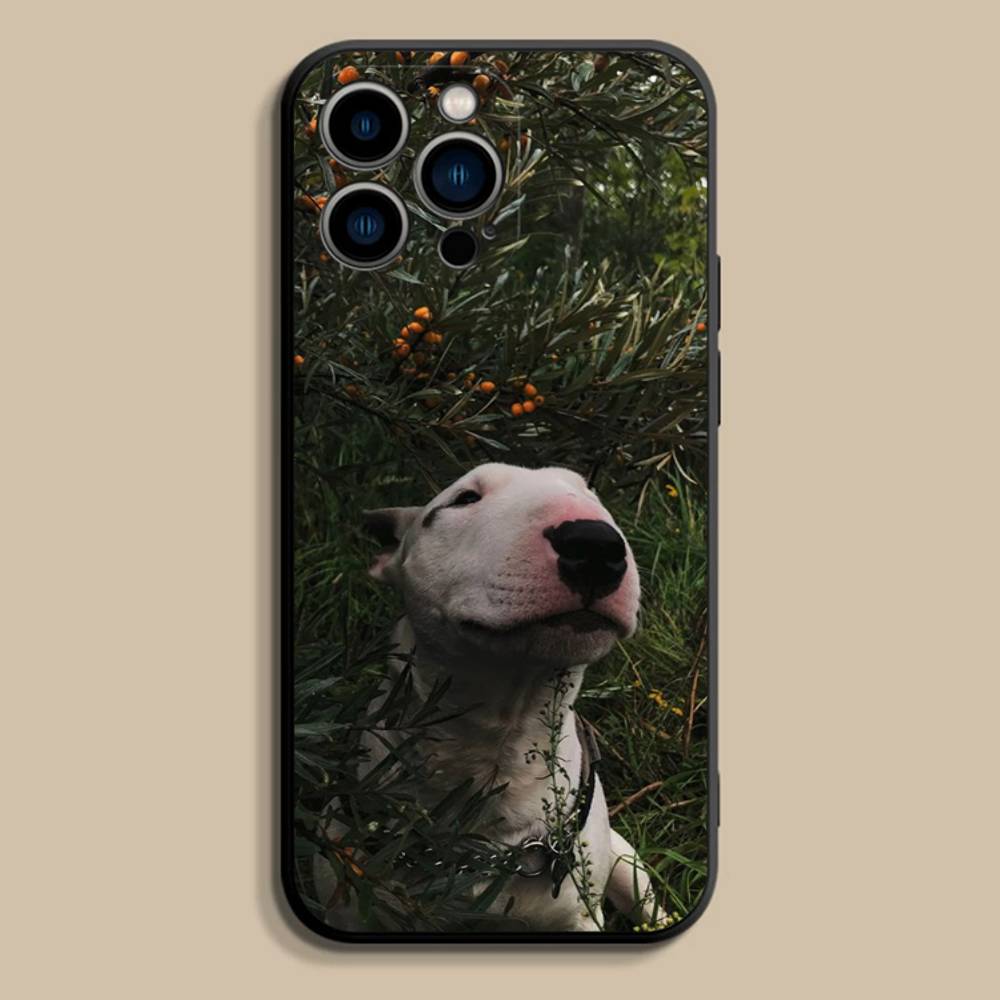Funny Bull t-Terrier Dog Phone Case For iPhone 17,16,15,14,13,12,Pro,Max,Plus,E,SE4,Air,Mini Black Soft Cover
