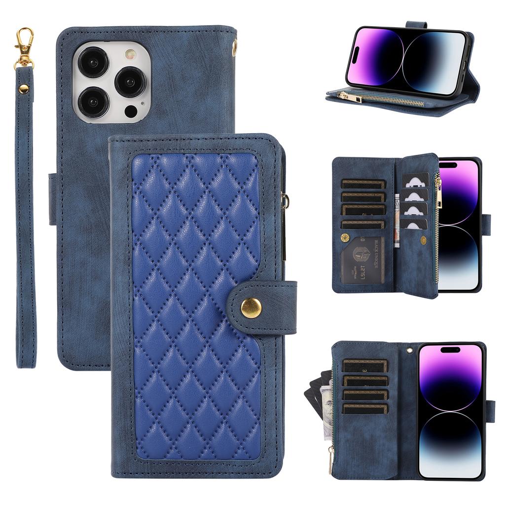 Zipper Leather Wallet Card Solt Case For iPhone 14 15 Pro Max 13 12 Mini 11 X XS XR 6 6s 7 8 Plus SE2022 Bags Book Purse Cover