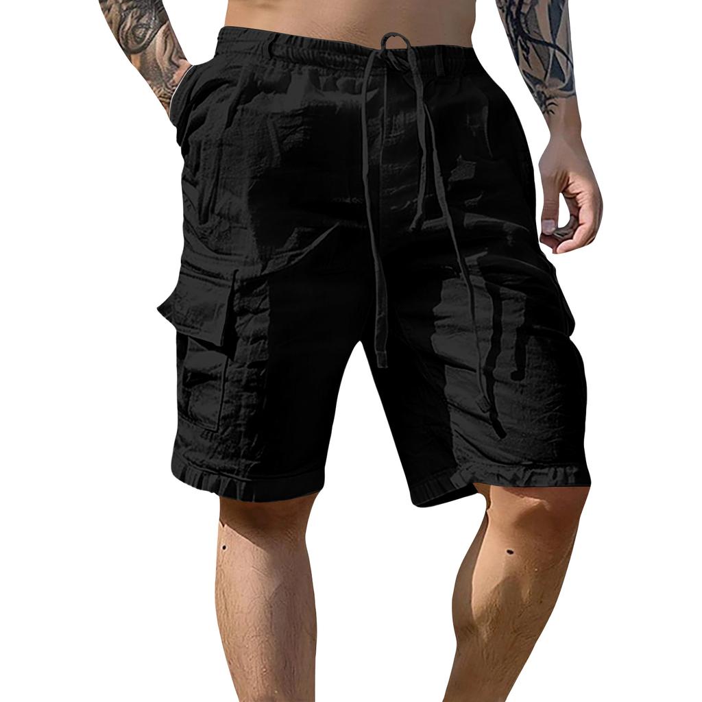 Men's Cotton Linen Casual Cargo Shorts Men's Fashion Work Shorts