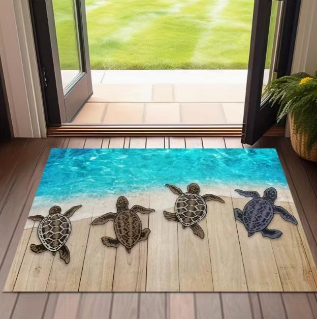 

Door Mat, Beach Welcome Mat Turtle and Ocean Best Floor Mat for Indoor and Outdoor Use Suitable for Seaside Home Decoration Mat 40cm x 60cm