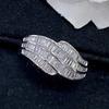 Huitan Wedding Rings for Women Luxury Zinc Alloy Color/Gold Color Geometric Rings with Rectangular CZ Fashion Lady Zircon for Party