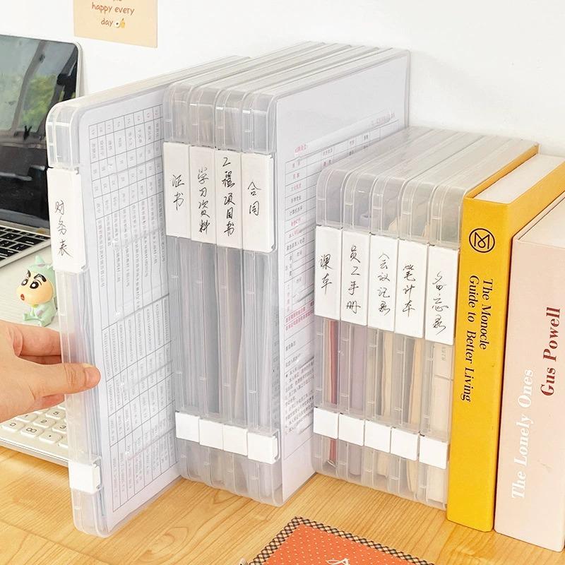 File Storage Box Transparent Double Buckle Plastic Archive Box Waterproof Dustproof Visa Graduation Certificate Information Box