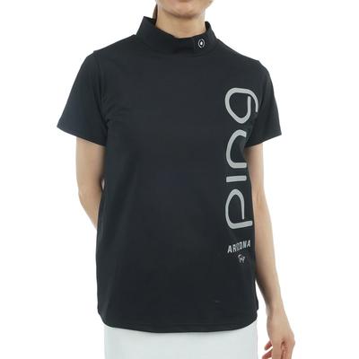 Košeľa Golfové spodné prádlo LL [Pin Apparel] Dámska s krátkym rukávom s vysokým golierom (jednobodové logo) / / 622-5167202 010_Čierna