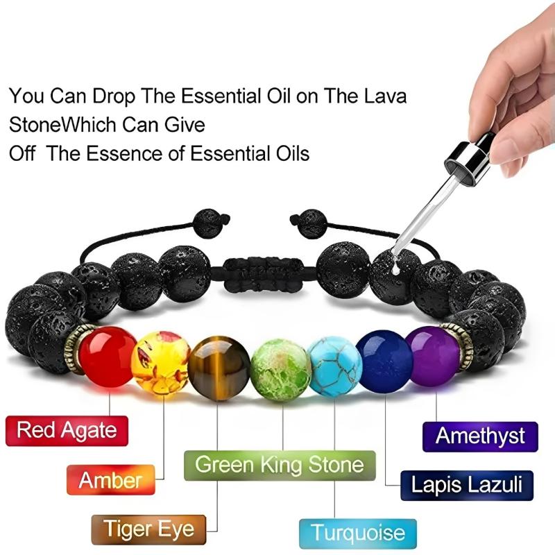 Volcanic Stone Beaded Bracelet For Men Women Natural Porous Basalt Lava Rock Beads Colorful Gemstone Handmade Beaded String