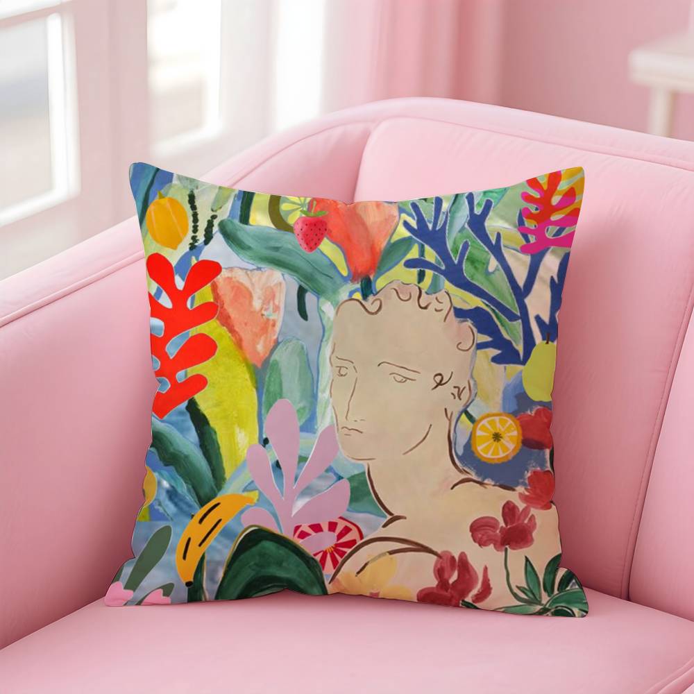 Fashion H-Henri M-Matisse Painting Pillow Case Anti-dustmite Pillow Invisible zipper silky short plush Sofa cushion cover