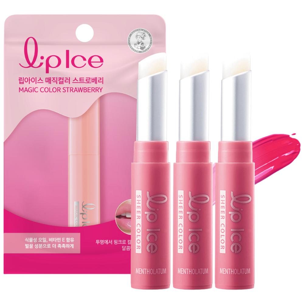 Mentholatum Lip Ice Magic Tint Balm 2g Strawberry 3 pcs