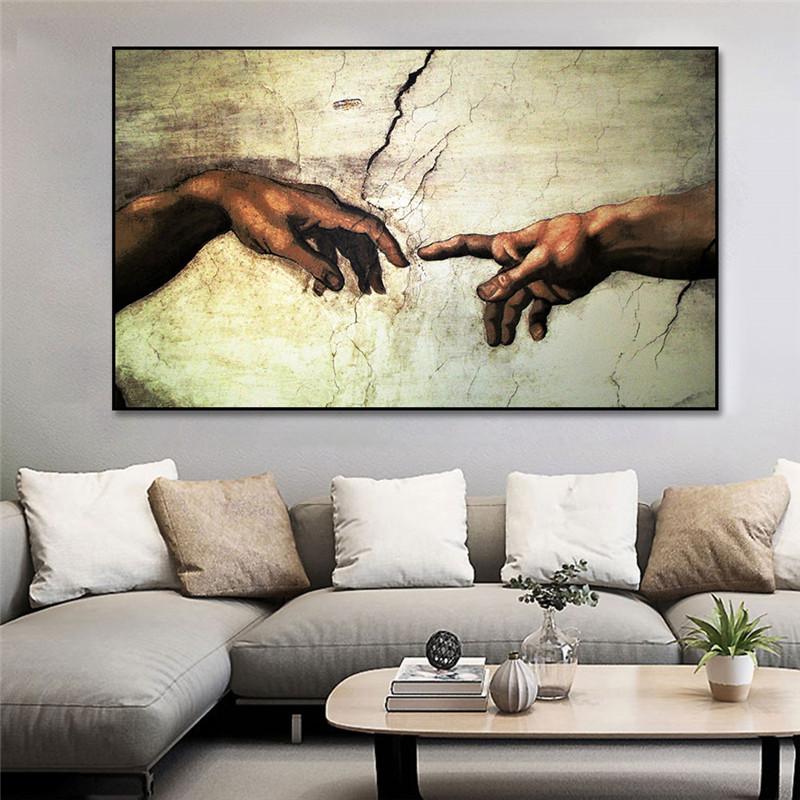 The Creation of Adam By Michelangelo Διάσημοι πίνακες σε καμβά στον τοίχο Αφίσες και εκτυπώσεις εικόνες Cuadros για το σαλόνι