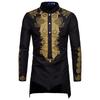 Men's Loose Casual  Shirt Ethnic Style Printing Robe Long Sleeved Shirt Top