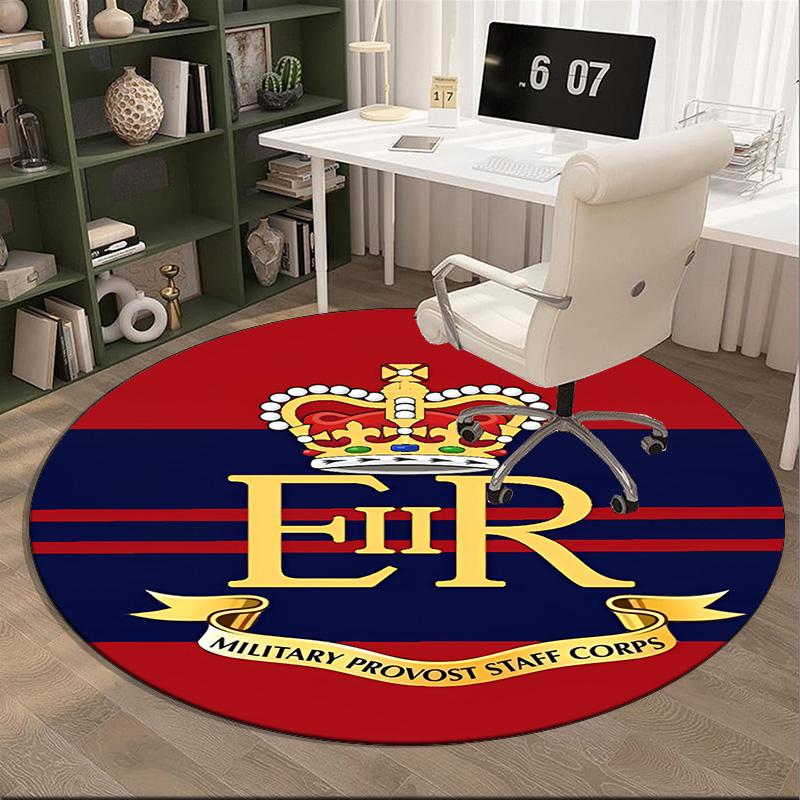 Royal Engineers Crest Emblem Round Rug for Livingroom,Bedroom, Palyroom, Chair Rug, Area Rug, Circle Carpet, Fan Christmas Gift