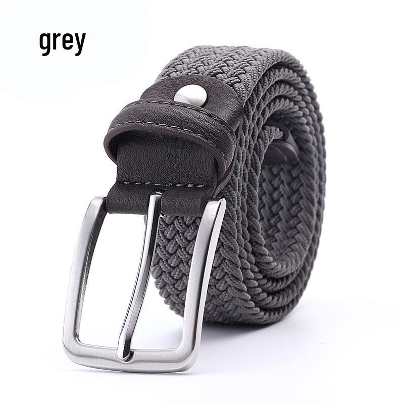 Stylish Men's and Women's Elastic Woven Belt with Pin Buckle