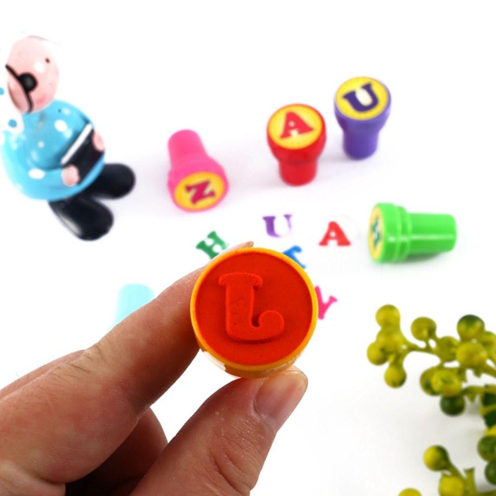 Number 26pcs Alphabets Letters Round Stamp Cartoon Children Arithmetic Seal Cute   Gifts