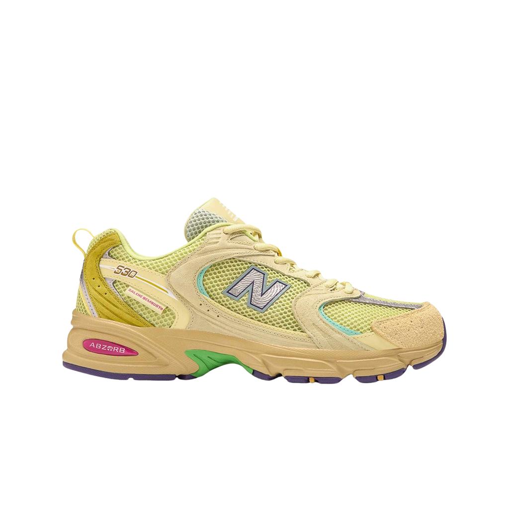 Salehe Bembury x New Balance 530 Prosperity Be The Prize Unisex-Sneaker Grün Staubgelb Selleriegrün MR530PR