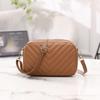 PU Leather Solid Color V-pattern Embroidery Crossbody Shoulder Bag