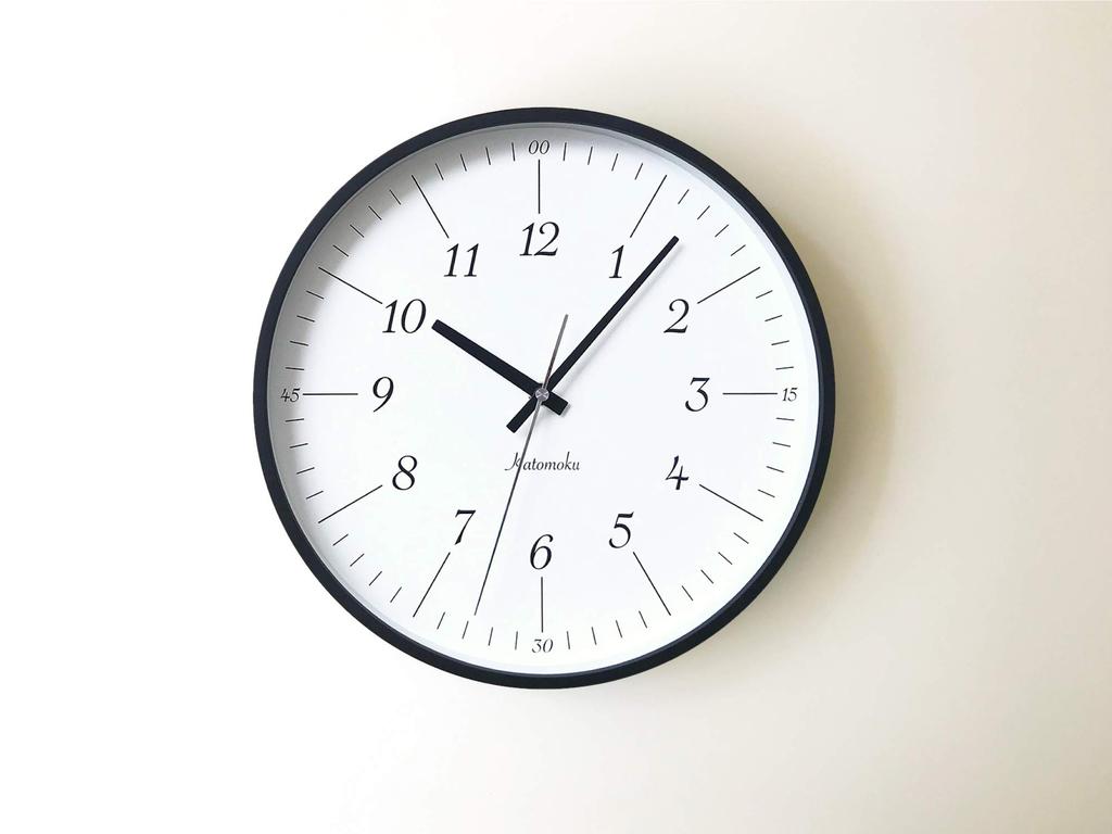KATOMOKU Plywood Clock 18 Black Wall Clock with Continuous Second km-110BK Hand, 304mm (Radio-controlled)