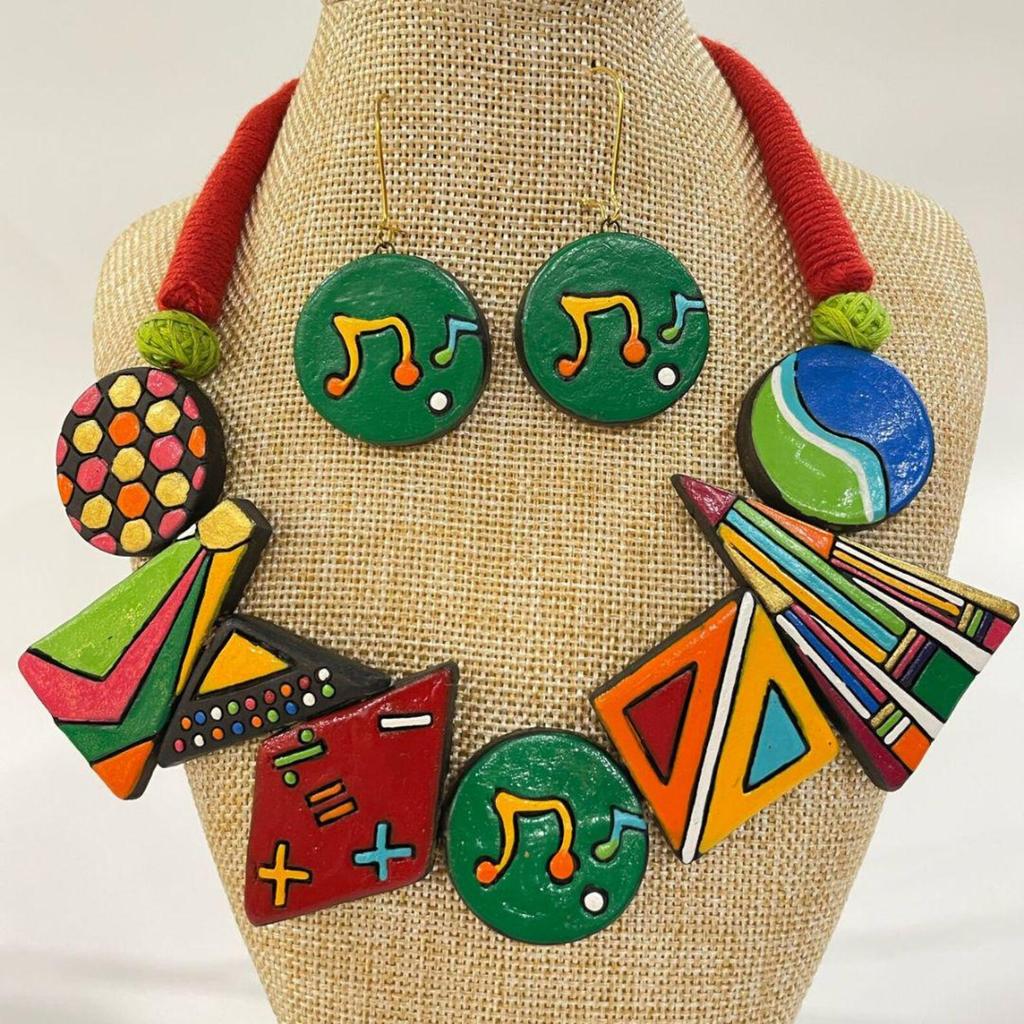 Colorful Clay Music Jewelry Set: Handmade Necklace