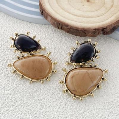 Vintage Resin Dangle Earrings Resin Alloy Irregular Shape Geometric Earrings Sweet Elegant Drop Earrings