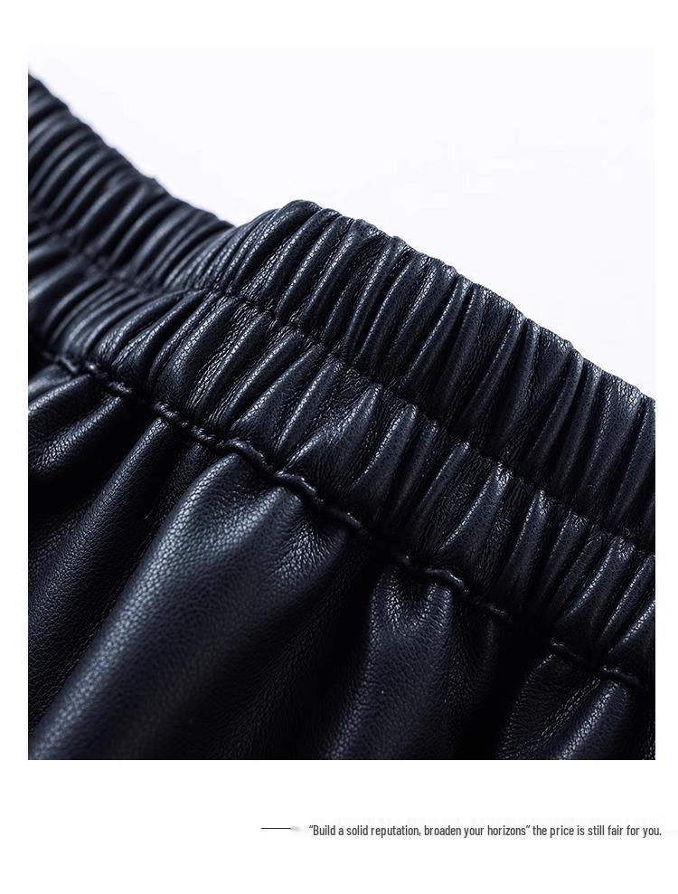 Hepburn Style A-Line Matte PU Leather Skirt: Retro Mid-Length, Elastic Waist, Large Swing, Autumn/Winter