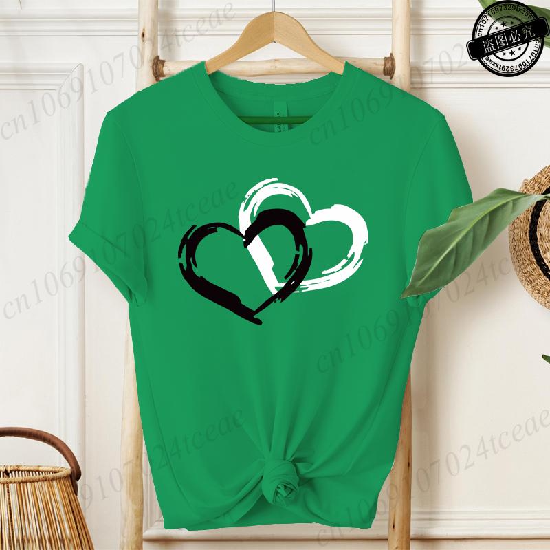 Unisex Fashion TShirts O Neck Short Sleeve TShirt Casual Unisex Red Clothing Love Heart Print TShirt for Valentines Day Gifts