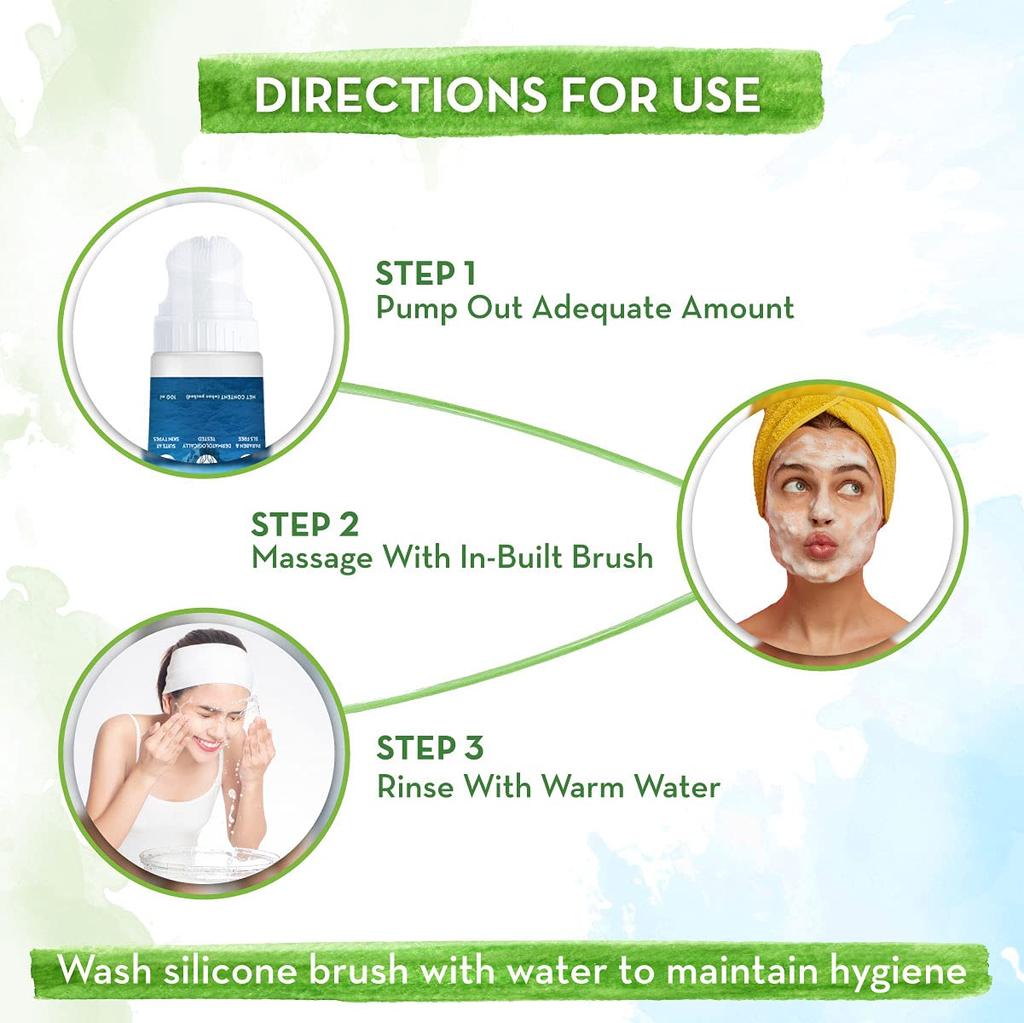 Mamaearth Aqua Glow Face Wash With Brush For Hydrated Glowing Skin | Intense Moisture Cleanser For All Skin Types | 100ml