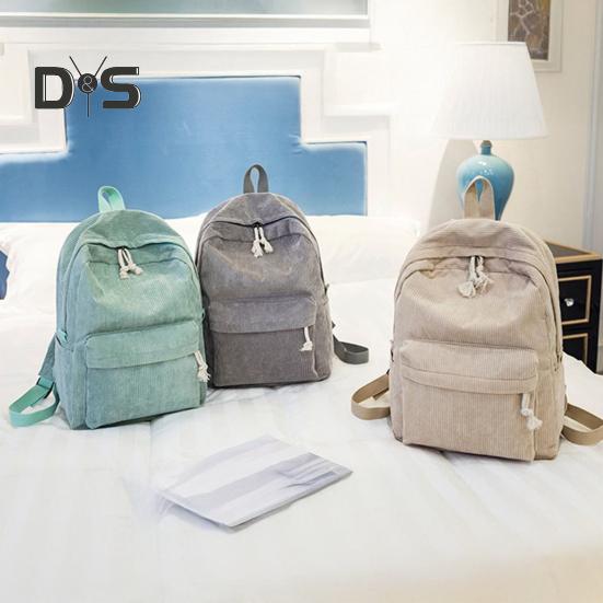 Solid Color Corduroy Backpack Anti-theft Training Knapsack with Adjustable Straps Large Capacity Unisex Schoolbag for Travel Camping Work Gym