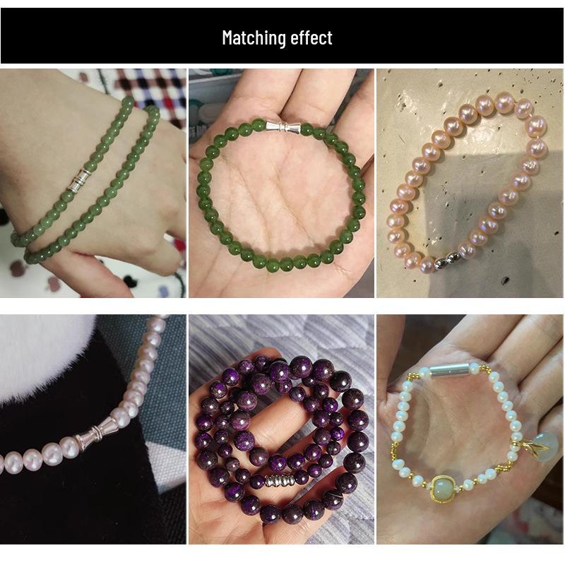 Tingxiang S925 Sterling Silver Pearl Bracelet & Necklace Screw Clasp DIY Jewelry Accessory