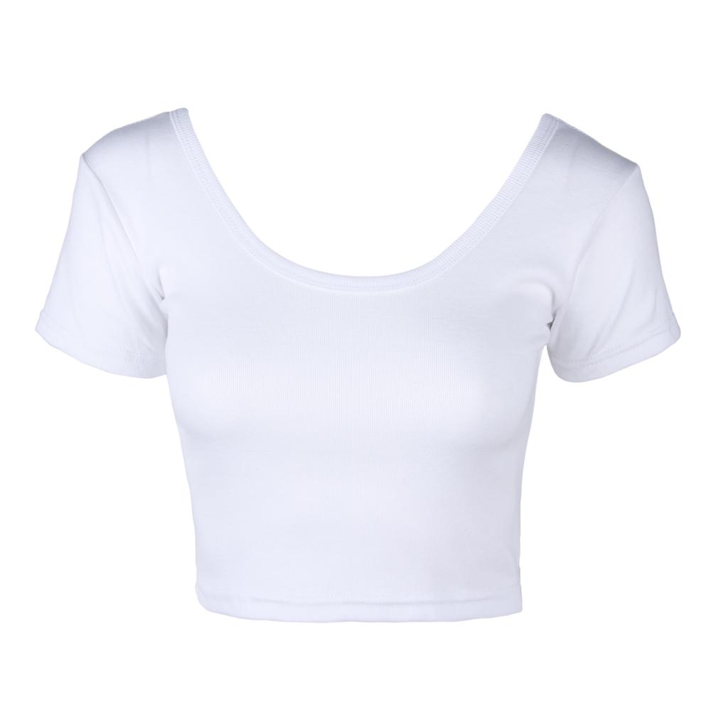 Basic Crop-T-Shirt mit kurzen Ärmeln, Figurbetontes Freizeit-T-Shirt für Damen