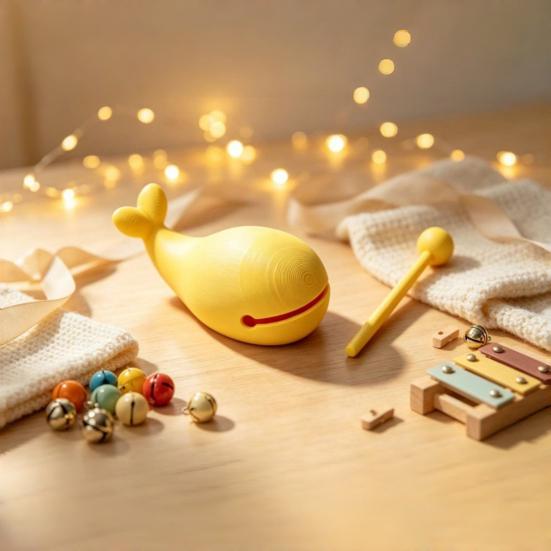 Calming Mood Soothing Gadget 3D Printed Whale Wooden Fish Percussion Instrument with Mallet, Stress Relief Desk Decompression Ornament Sensory Fidget