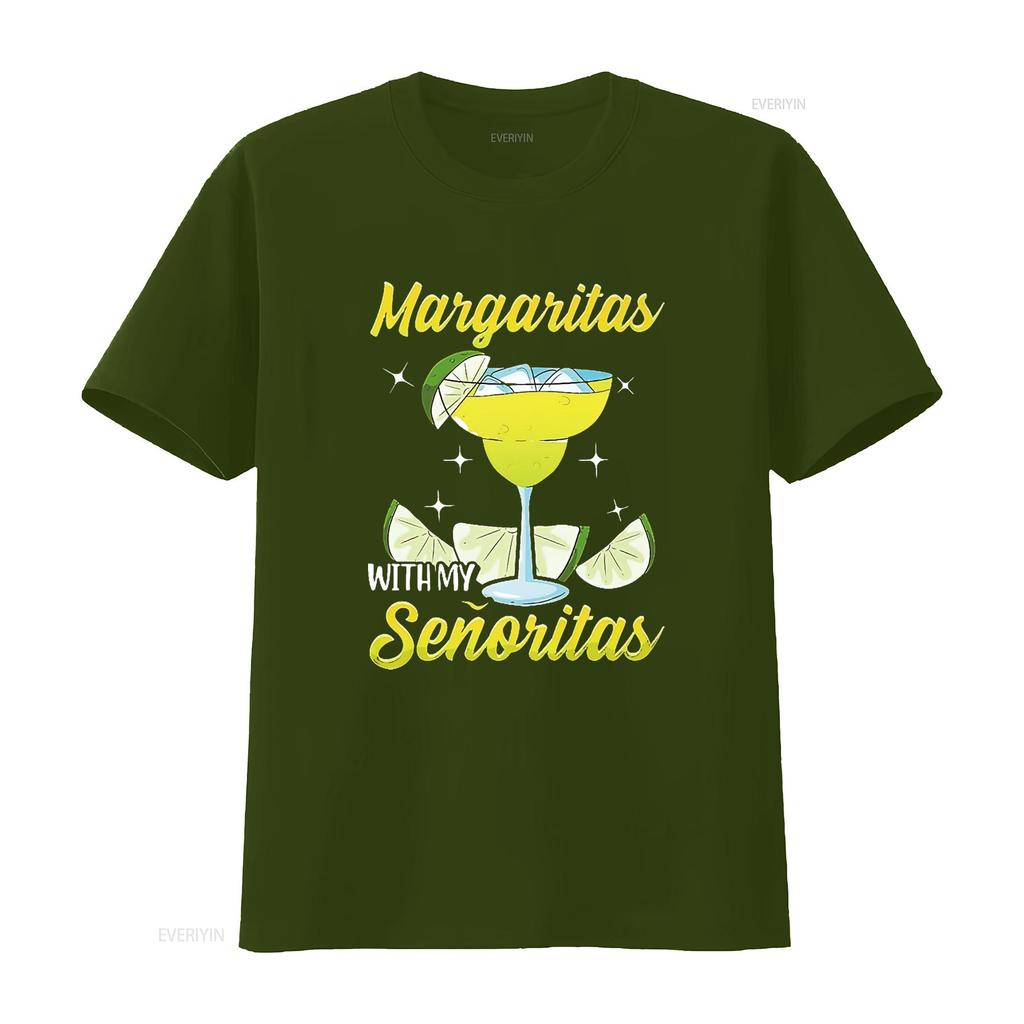 Womens Margaritas With My Senoritas Tequila Party T Shirt Vintage Washed Comfortable Stylish Streetwear Breathable