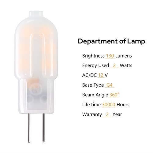 Vicloon G4 LED Ampoule,5-Pack 15W Ampoules Halogènes Équivalentes,Ampoule LED G4 2W Économie Pour Les Ampoules De Hotte,AC-DC 12V