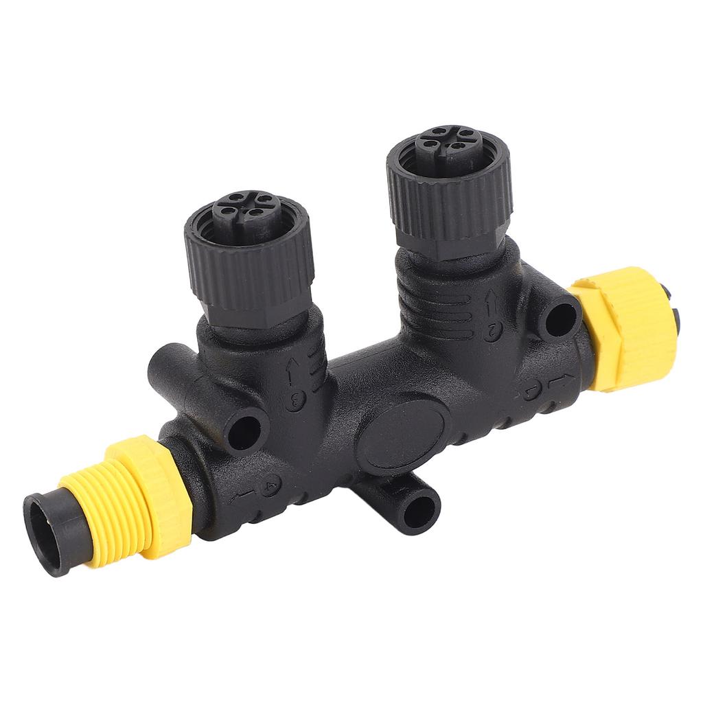 For NMEA 2000 2 Ports T Connectors IP67 Water Resistant Metal Nut M12 5 Pin Backbone Drop Cable Tee Connector for