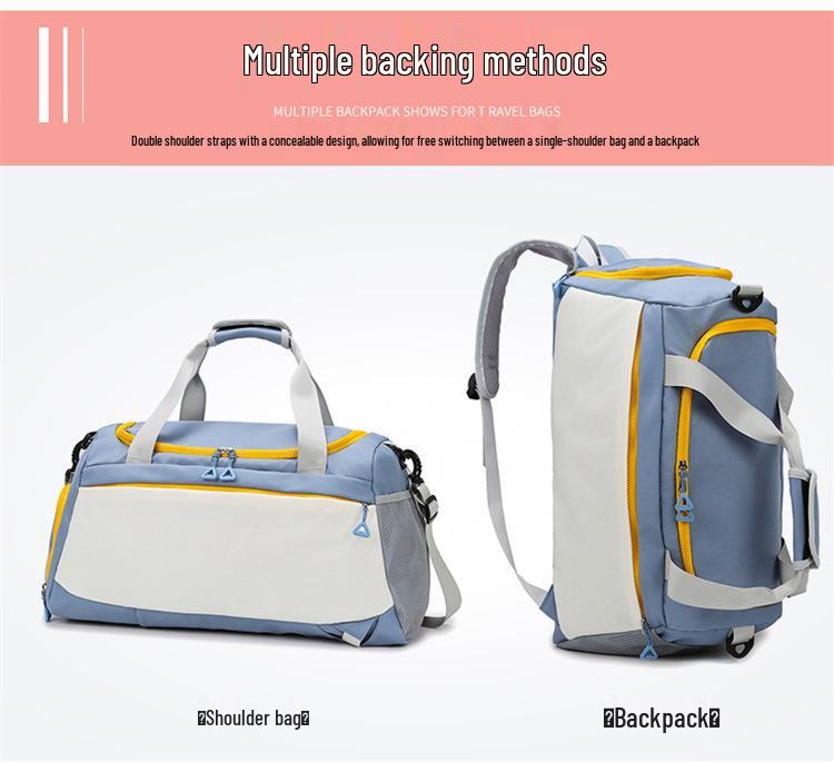 Multifunctional Travel Handbag with Wet/Dry Separation, Large Capacity, Shoe Compartment, and Double Shoulder Straps for Fitness and Storage
